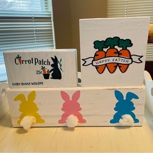 Set of 3 Easter Block Decor